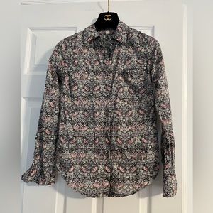 Gorgeous Sailor Rose shirt LIBERTY London fabric GREY STRAWBERRY THIEF size XS